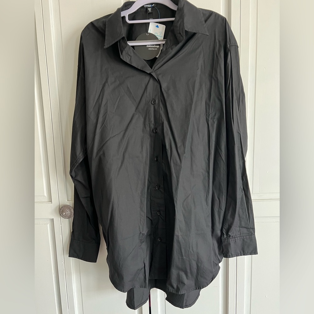 Black oversized button down blouse